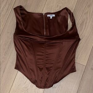 Meshki Chocolate Satin Corset Top